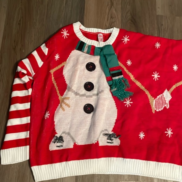 NWT Holiday Time Double 2 Person Ugly Christmas Sweater NEW Sz L/XL Red Snowman - Picture 5 of 7